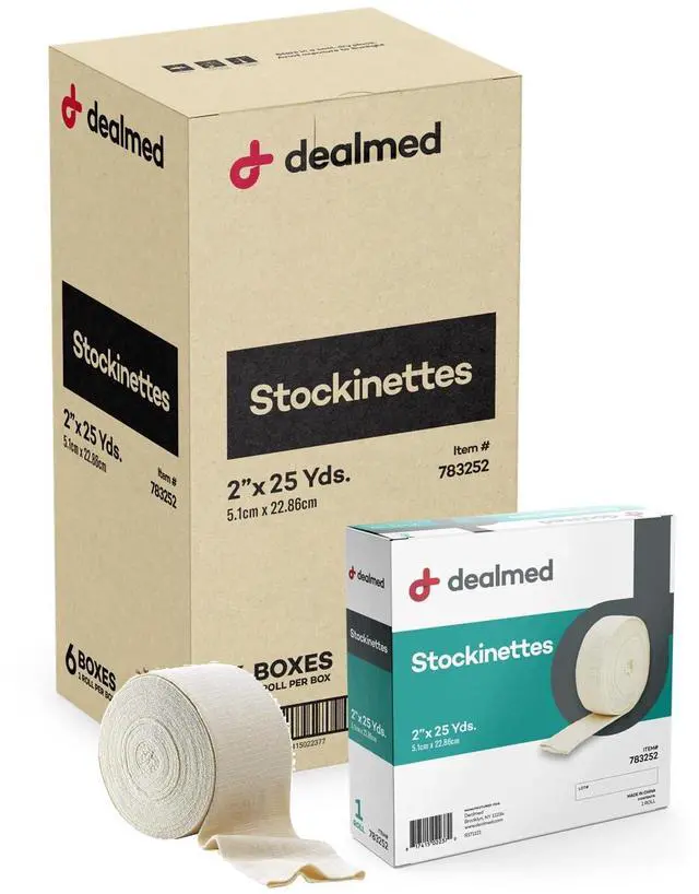 Main image of Cotton Stockinette, 2 x 25 yds, Tubular Bandage Sleeve, Comfort Breathable Dressing for Skin Protection, Compression, Casts, Edema and Lymphedema Support (6 Rolls)