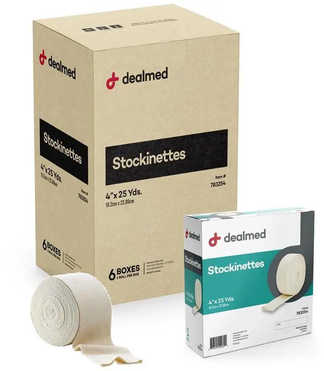 Main image of Cotton Stockinette, 4 x 25 yds, Tubular Bandage Sleeve, Comfort Breathable Dressing for Skin Protection, Compression, Casts, Edema and Lymphedema Support (6 Rolls)