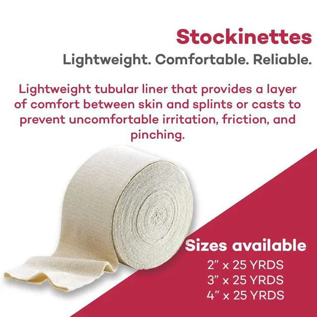 Alt view image 4 of 6 - Cotton Stockinette, 4 x 25 yds, Tubular Bandage Sleeve, Comfort Breathable Dressing for Skin Protection, Compression, Casts, Edema and Lymphedema Support (6 Rolls)