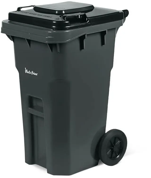Main image of 27 Gallon Outdoor Trash Can with Lid and Wheels Small Wheeled Outdoor Garbage Can Storage Outside Heavy-Duty Rolling Trash Bin for Home Office Commercial Use, Plastic Gray
