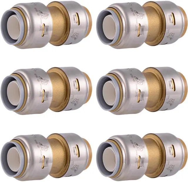 Main image of Max 3/4 Inch Polybutylene Transition Coupling, Pack of 6, Push to Connect Brass Plumbing Fitting, UR4016