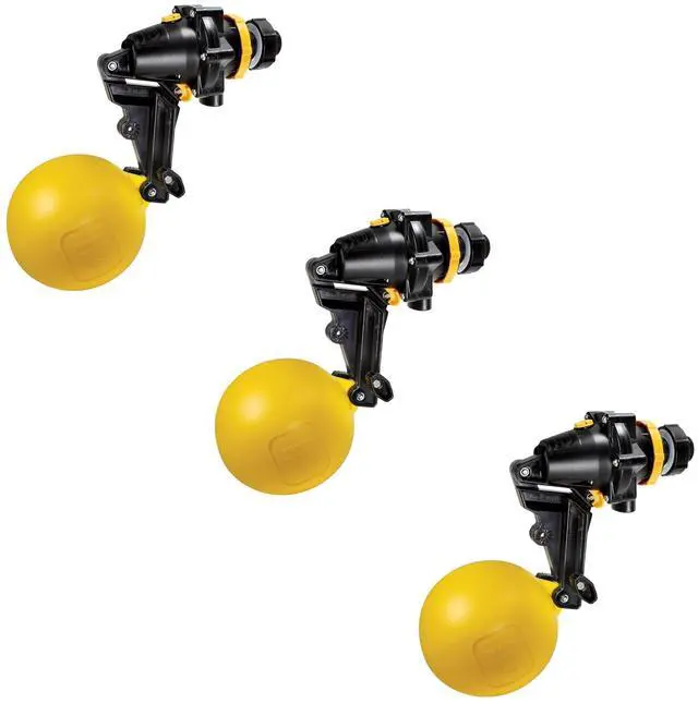 Main image of J-TPV0075DLT Topaz Trough Valve with 4.9"-Wide Float, 200L/Min, 100PSI, Detach Long Tail, 3/4" NTP Inlet, Yellow/Black (3)