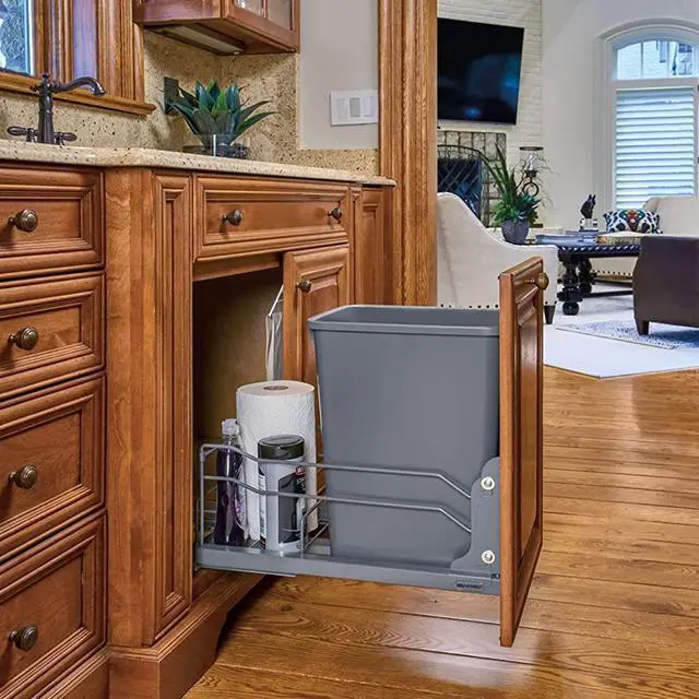 Alt view image 6 of 6 - 35 Qt Pull Out Trash Can with Soft Close for Under Kitchen Cabinets, Min Opening Width of 11.5", Orion Gray, 53WC-1535SCDM-113
