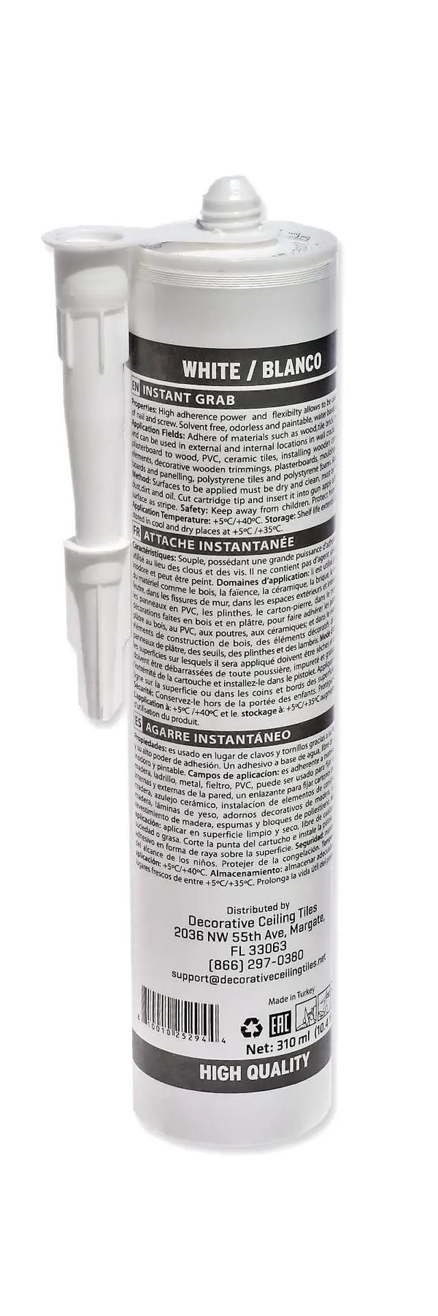 Alt view image 3 of 5 - Instant Grab - Ceiling Tile, Wall Panel & Crown Molding Adhesive - High-Strength, Water-Resistant Glue for Indoor/Outdoor Use - Easy-Apply, Quick-Bond Formula (24-Pack)