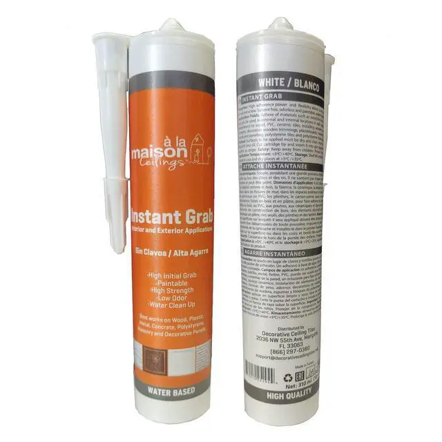 Alt view image 4 of 5 - Instant Grab - Ceiling Tile, Wall Panel & Crown Molding Adhesive - High-Strength, Water-Resistant Glue for Indoor/Outdoor Use - Easy-Apply, Quick-Bond Formula (24-Pack)