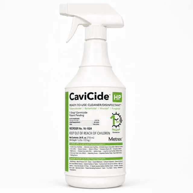 Main image of CaviCide HP Hydrogen Peroxide Disinfectant Spray Kills Norovirus, MRSA, TB & Flu in 1 Minute EPA-Registered Hospital-Grade for Medical, Dental & Salon 24 fl oz, 12- Pack (Case)