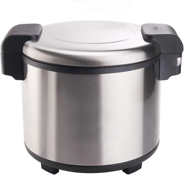 Main image of Commercial-Grade Electric Rice Warmer with Hinged Cover, 100 Cup, Silver