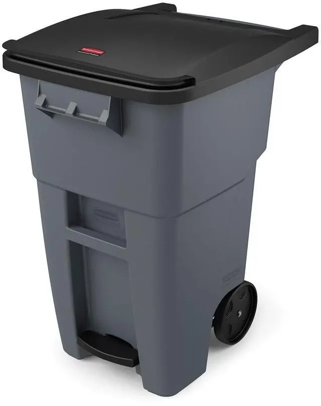 Main image of Brute Step-On Rollout Trash/Garbage Can/Bin with Wheels, 50 GAL, for Restaurants/Hospitals/Offices/Back of House/Warehouses/Home, Gray