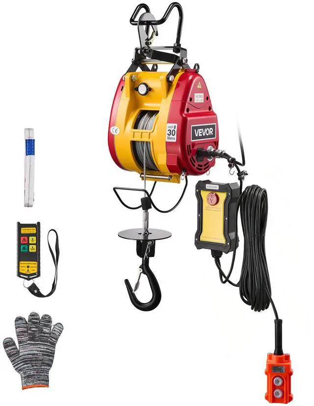 Main image of 2-in-1 Electric Hoist Winch, 660 lbs Capacity, 1500W Portable Power Winch Crane, 98.4 ft Lifting Height, 62 ft/min with Wired and Wireless Remote Control for Factory, Warehouss, Garage