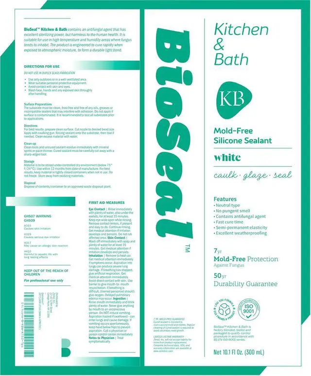 Alt view image 2 of 6 - White BioSeal 100% Silicone Sealant Caulk Kitchen and Bath Grade, Waterproof and No Odor 10.1 Ounce Cartridge 18 White Tubes Set
