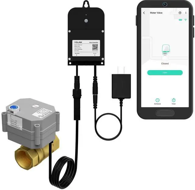 Main image of Wireless Smart Valve Control Kit, 1-1/4" Brass Motorized Valve, Wireless Controller 2, LoRa Long Range, D2D Offline with Leak Sensors, 12V Adapter with 2 Years Battery backu