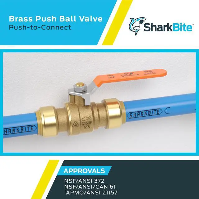 Alt view image 5 of 5 - 1/2 Inch Ball Valve, Pack of 4, Push to Connect Brass Plumbing Fitting, Water Shut Off, PEX Pipe, Copper, CPVC, PE-RT, HDPE, 22222LFJ3