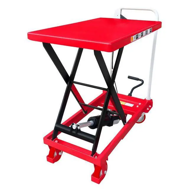 Alt view image 2 of 6 - Hydraulic Scissor Lift Table Cart, 500 lb. Cap, 27.75" L x 17.75" W, 8.25" - 28.5" H, for Warehouse & Workshop Material Handling, (Premium 500lbs Lift Cart)