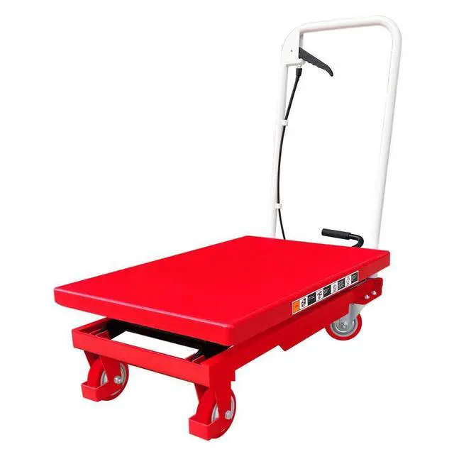 Alt view image 4 of 6 - Hydraulic Scissor Lift Table Cart, 500 lb. Cap, 27.75" L x 17.75" W, 8.25" - 28.5" H, for Warehouse & Workshop Material Handling, (Premium 500lbs Lift Cart)