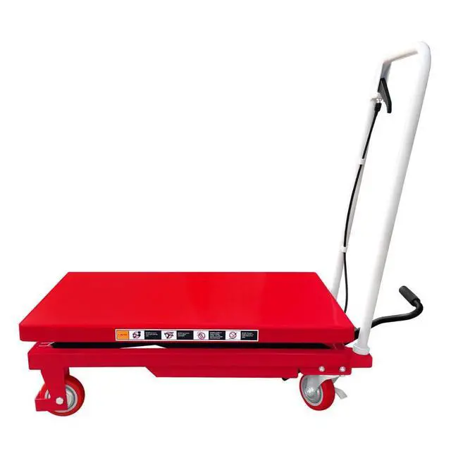 Alt view image 5 of 6 - Hydraulic Scissor Lift Table Cart, 500 lb. Cap, 27.75" L x 17.75" W, 8.25" - 28.5" H, for Warehouse & Workshop Material Handling, (Premium 500lbs Lift Cart)