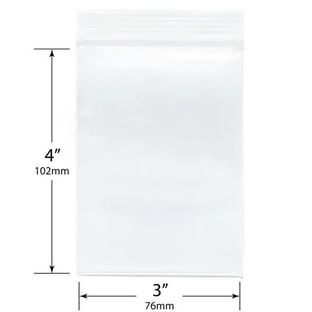 Alt view image 2 of 6 - 3" x 4" (Case of 6,000), 4 Mil Heavy Duty Zipper Reclosable Plastic Bags