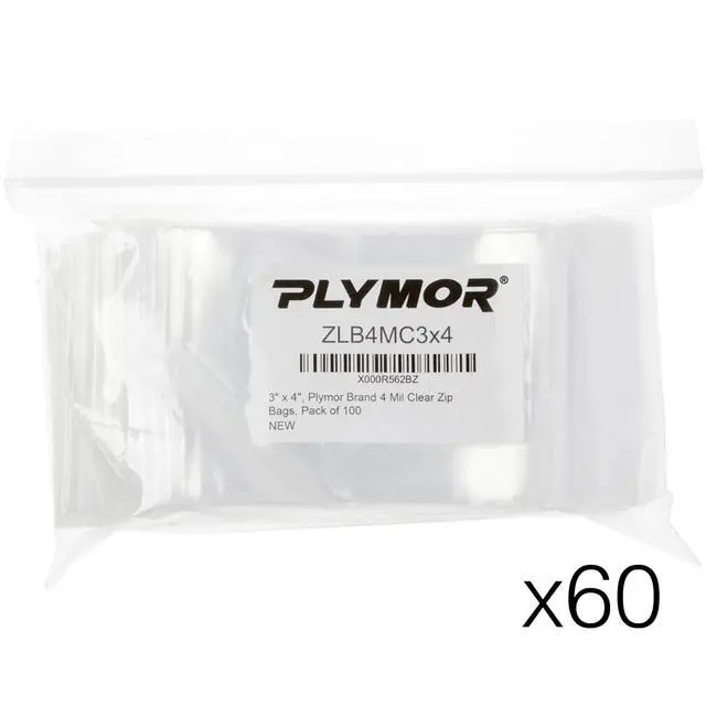 Alt view image 6 of 6 - 3" x 4" (Case of 6,000), 4 Mil Heavy Duty Zipper Reclosable Plastic Bags