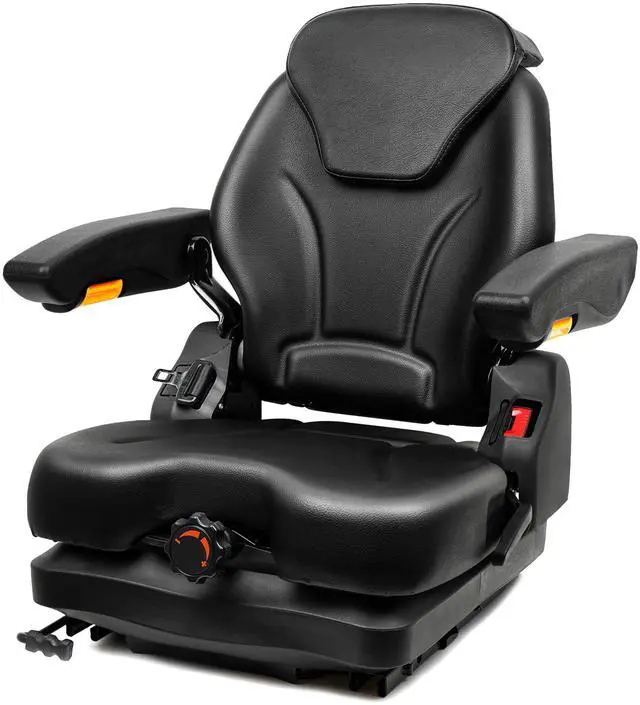 Main image of Tractor Suspension Seat, Fold Down Forklift seat with Adjustable Angle Back, Micro Switch, Seatbelt and Armrests, Highback Low Suspension Heavy Duty for Tractor Mower Excavator Harvester