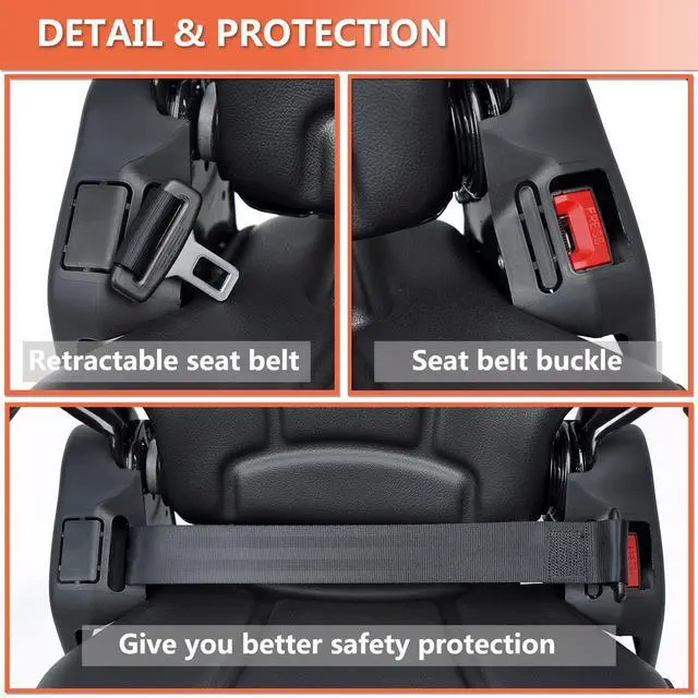 Alt view image 3 of 6 - Tractor Suspension Seat, Fold Down Forklift seat with Adjustable Angle Back, Micro Switch, Seatbelt and Armrests, Highback Low Suspension Heavy Duty for Tractor Mower Excavator Harvester