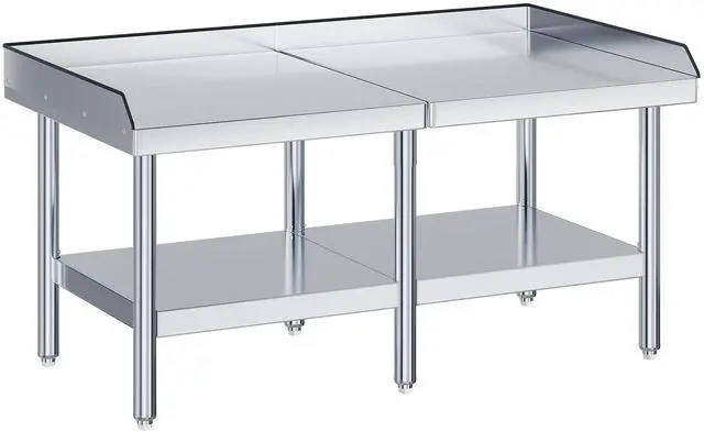 Main image of 60"x30" Stainless Steel Equipment Stand & Grill Stand Table, NSF Certified with Adjustable Undershelf, Leveling Legs and Edge Baffle for Commercial Kitchen, Restaurant & Home