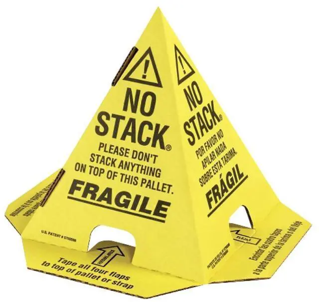 Main image of Primepack No Stack Pallet Cones | Safe Shipping and Handling Alerts | Yellow/Black | English, Spanish, French | 200 Pack