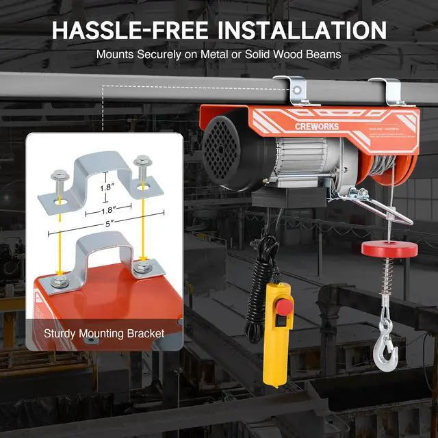 Alt view image 6 of 6 - Electric Hoist, 2500lbs Electric Hoist with 16.4ft Wired Remote Control 39ft Single Cable Lifting Height, 1800W Single Double Slings Hoist Lift Ceiling Winch for Factory Warehouse Garage