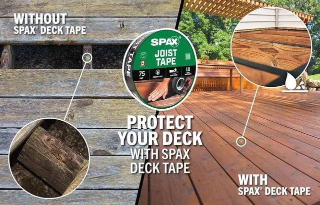 Alt view image 2 of 6 - 1-5/8" x 75' Deck & Flashing Tape Waterproof Joist Tape for Decks, Windows, Doors & Exterior Construction UV Resistant 10 Years Self-Adhering Wood Protection Barrier (16 pcs Bulk Pack)