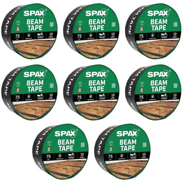 Main image of 3-1/4" x 75' Deck & Flashing Tape (8 Pack Bulk) Waterproof Beam & Ledger Board Tape for Decks, Windows & Exterior Projects 10-Year UV Resistant Self-Adhering Barrier