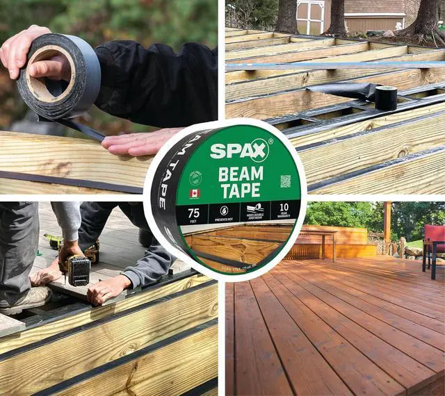Alt view image 3 of 6 - 3-1/4" x 75' Deck & Flashing Tape (8 Pack Bulk) Waterproof Beam & Ledger Board Tape for Decks, Windows & Exterior Projects 10-Year UV Resistant Self-Adhering Barrier