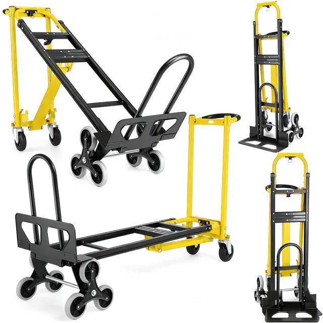 Main image of Heavy Duty Stair Climbing Hand Truck - 1000 LBS Capacity 4-in-1 Convertible Dolly Cart, Foldable Platform Utility Cart for Moving Boxes, Industrial Grade Steel Construction(Yellow)