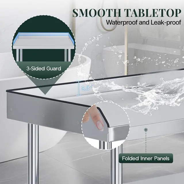 Alt view image 5 of 6 - 48"x30" Stainless Steel Equipment Stand & Equipment Grill Stand Table, NSF Certified with Adjustable Undershelf, Wheels and Edge Baffle for Commercial Kitchen, Restaurant & Home