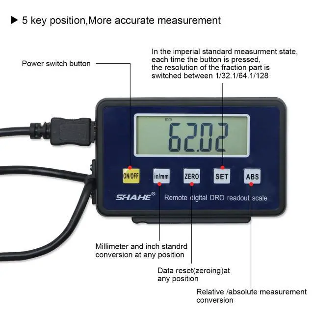 Alt view image 2 of 6 - 0-1000mm Digital Linear Scale, Accurate Digital Linear Scale LCD Display Remote Readout Scale Kit for Milling Machines Lathes, with Mounting Accessories