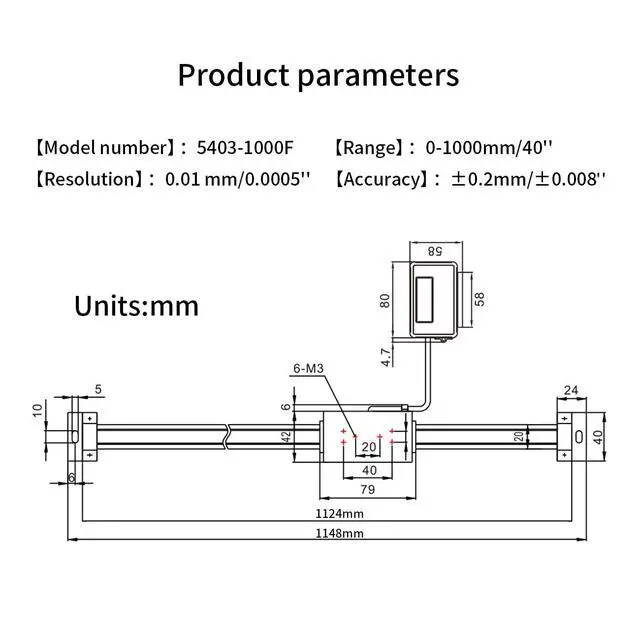 Alt view image 5 of 6 - 0-1000mm Digital Linear Scale, Accurate Digital Linear Scale LCD Display Remote Readout Scale Kit for Milling Machines Lathes, with Mounting Accessories