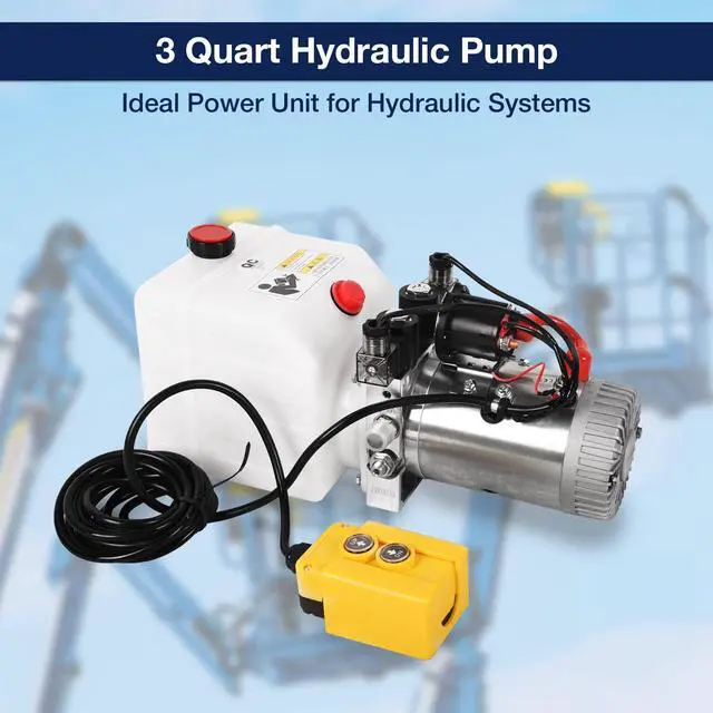 Alt view image 2 of 6 - 12V Hydraulic Power Unit 3200 PSI, Double-Acting Hydraulic Pump for Dump Trailer & Car Lifting