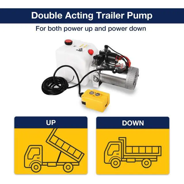 Alt view image 3 of 6 - 12V Hydraulic Power Unit 3200 PSI, Double-Acting Hydraulic Pump for Dump Trailer & Car Lifting
