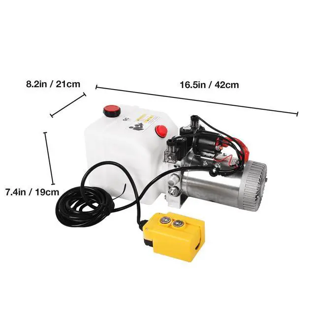 Alt view image 6 of 6 - 12V Hydraulic Power Unit 3200 PSI, Double-Acting Hydraulic Pump for Dump Trailer & Car Lifting