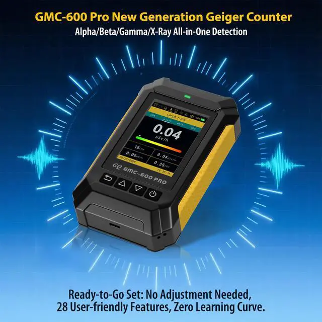 Alt view image 2 of 6 - 600 PRO Geiger Counter Nuclear Radiation Detector Dosimeter for Alpha, Beta, Gamma, X-Ray Portable Radiation Monitor with Real-Time Data, Global Data Sharing, LCD Display & USB