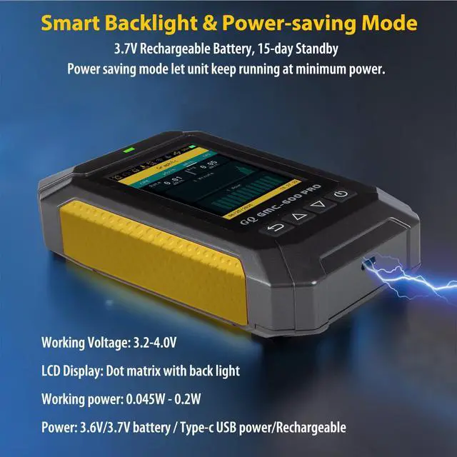 Alt view image 4 of 6 - 600 PRO Geiger Counter Nuclear Radiation Detector Dosimeter for Alpha, Beta, Gamma, X-Ray Portable Radiation Monitor with Real-Time Data, Global Data Sharing, LCD Display & USB