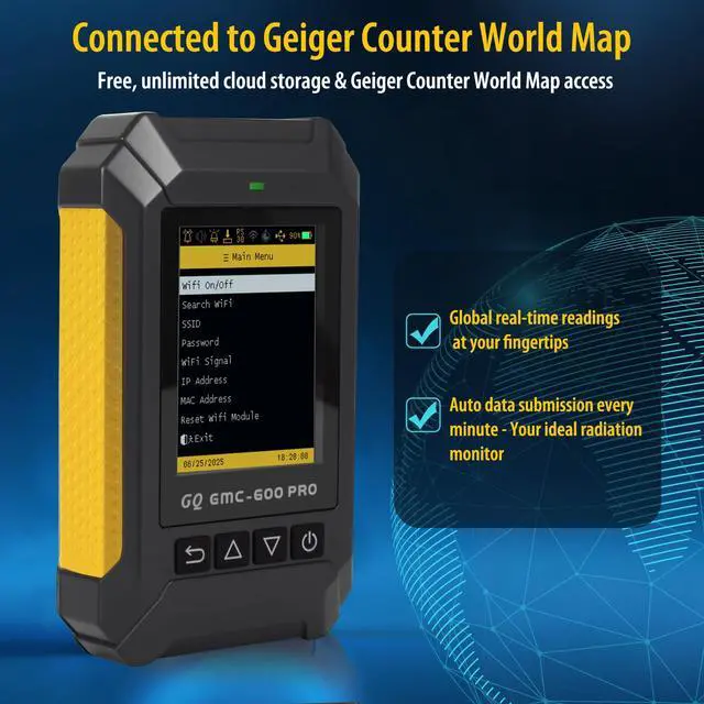 Alt view image 5 of 6 - 600 PRO Geiger Counter Nuclear Radiation Detector Dosimeter for Alpha, Beta, Gamma, X-Ray Portable Radiation Monitor with Real-Time Data, Global Data Sharing, LCD Display & USB