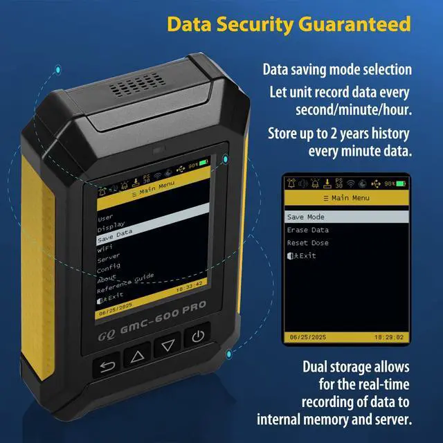 Alt view image 6 of 6 - 600 PRO Geiger Counter Nuclear Radiation Detector Dosimeter for Alpha, Beta, Gamma, X-Ray Portable Radiation Monitor with Real-Time Data, Global Data Sharing, LCD Display & USB