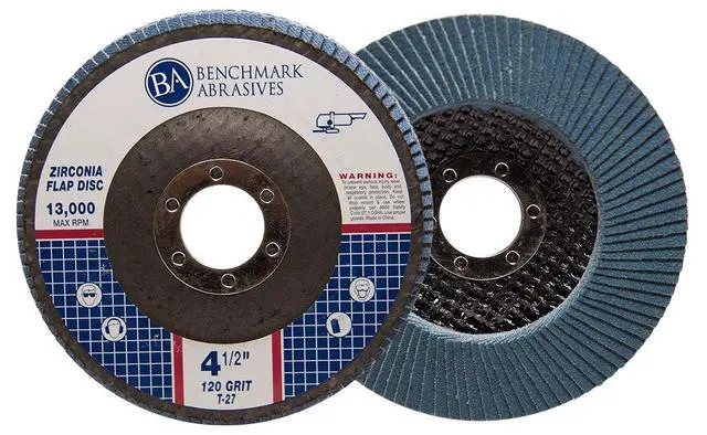 Alt view image 2 of 6 - 4.5" x 7/8" Premium Zirconia T27 Flat Flap Discs 4 1/2 for Angle Grinder Sanding Discs, Finishing Grinding Wheels 4 1/2 Inch for Sanding Stock Rust Removal (100 Pack) - 120 Grit
