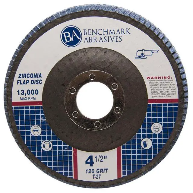 Alt view image 3 of 6 - 4.5" x 7/8" Premium Zirconia T27 Flat Flap Discs 4 1/2 for Angle Grinder Sanding Discs, Finishing Grinding Wheels 4 1/2 Inch for Sanding Stock Rust Removal (100 Pack) - 120 Grit