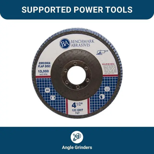 Alt view image 6 of 6 - 4.5" x 7/8" Premium Zirconia T27 Flat Flap Discs 4 1/2 for Angle Grinder Sanding Discs, Finishing Grinding Wheels 4 1/2 Inch for Sanding Stock Rust Removal (100 Pack) - 120 Grit