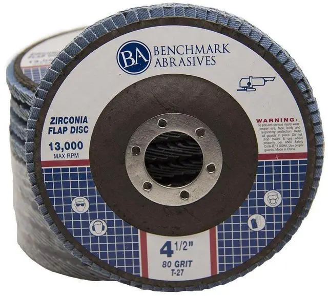 Main image of 4.5" x 7/8" Premium Zirconia T27 Flat Flap Discs 4 1/2 for Angle Grinder Sanding Discs, Finishing Grinding Wheels 4 1/2 Inch for Sanding Stock Rust Removal (100 Pack) - 80 Grit