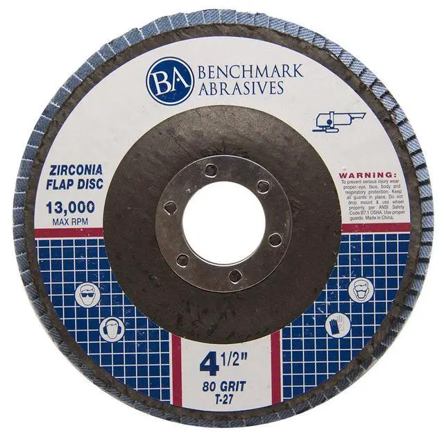 Alt view image 3 of 6 - 4.5" x 7/8" Premium Zirconia T27 Flat Flap Discs 4 1/2 for Angle Grinder Sanding Discs, Finishing Grinding Wheels 4 1/2 Inch for Sanding Stock Rust Removal (100 Pack) - 80 Grit