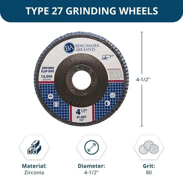 Alt view image 5 of 6 - 4.5" x 7/8" Premium Zirconia T27 Flat Flap Discs 4 1/2 for Angle Grinder Sanding Discs, Finishing Grinding Wheels 4 1/2 Inch for Sanding Stock Rust Removal (100 Pack) - 80 Grit