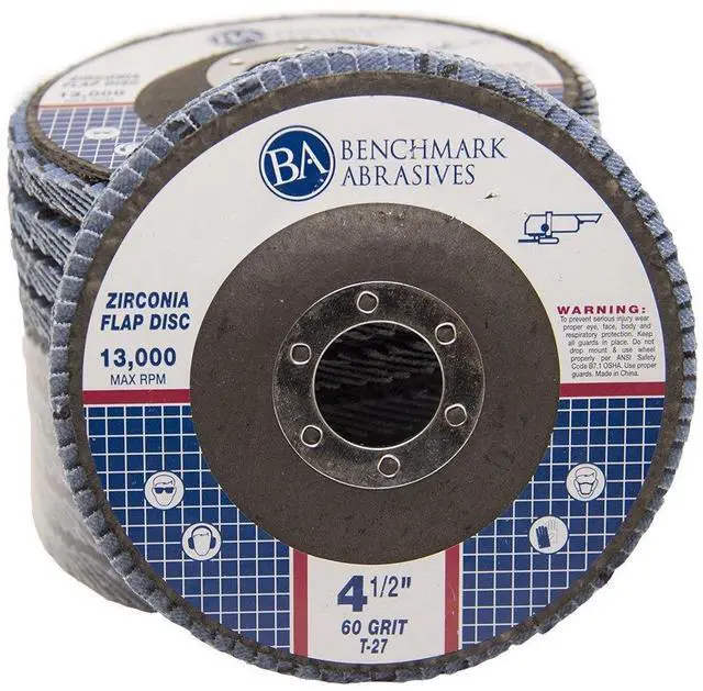 Main image of 4.5" x 7/8" Premium Zirconia T27 Flat Flap Discs 4 1/2 for Angle Grinder Sanding Discs, Finishing Grinding Wheels 4 1/2 Inch for Sanding Stock Rust Removal (100 Pack) - 60 Grit