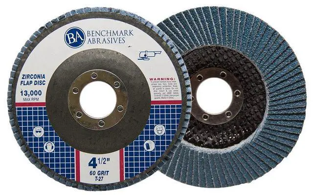 Alt view image 2 of 6 - 4.5" x 7/8" Premium Zirconia T27 Flat Flap Discs 4 1/2 for Angle Grinder Sanding Discs, Finishing Grinding Wheels 4 1/2 Inch for Sanding Stock Rust Removal (100 Pack) - 60 Grit