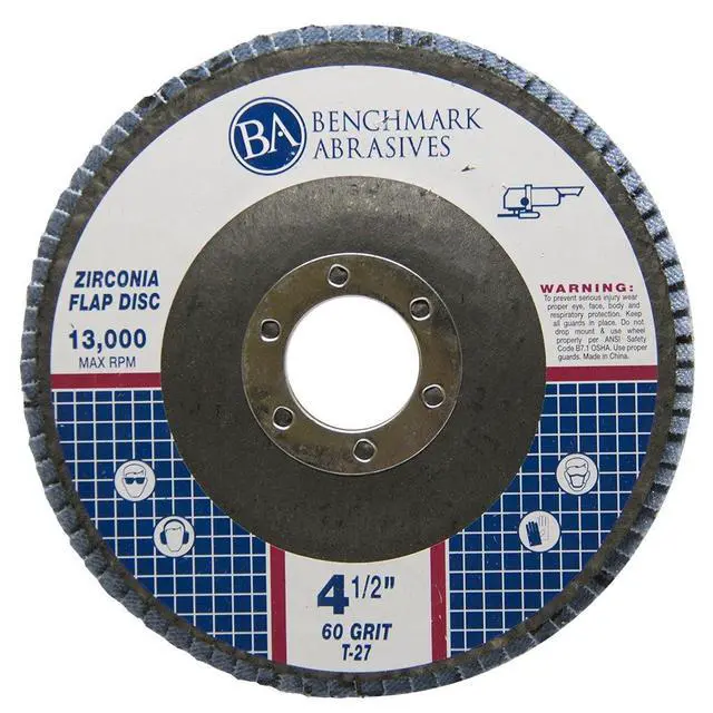 Alt view image 3 of 6 - 4.5" x 7/8" Premium Zirconia T27 Flat Flap Discs 4 1/2 for Angle Grinder Sanding Discs, Finishing Grinding Wheels 4 1/2 Inch for Sanding Stock Rust Removal (100 Pack) - 60 Grit