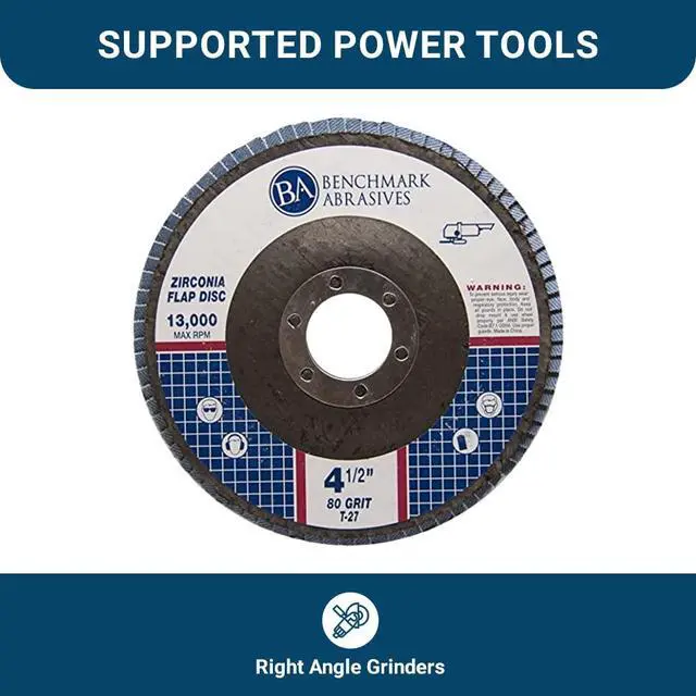 Alt view image 6 of 6 - 4.5" x 7/8" Premium Zirconia T27 Flat Flap Discs 4 1/2 for Angle Grinder Sanding Discs, Finishing Grinding Wheels 4 1/2 Inch for Sanding Stock Rust Removal (100 Pack) - 60 Grit